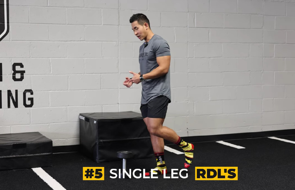 Demonstrate single leg RDLs